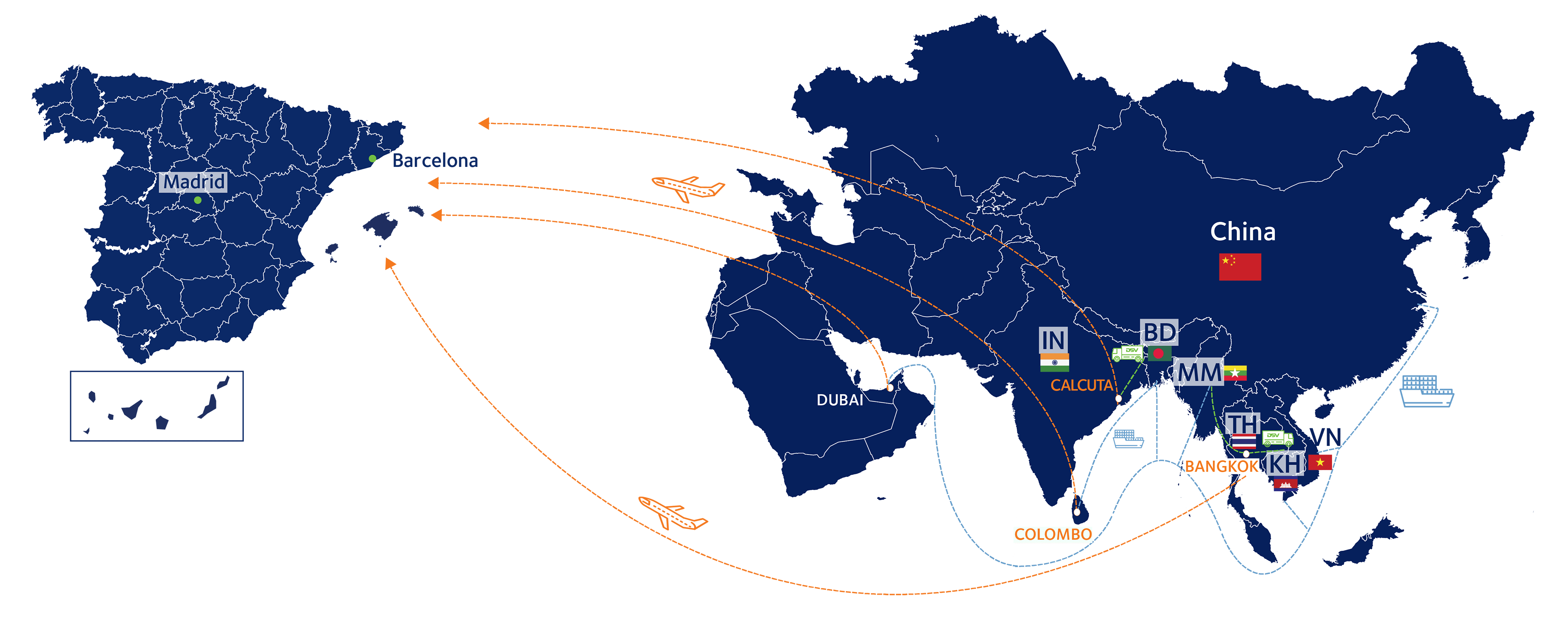 mapa red transporte multimodal asia dsv